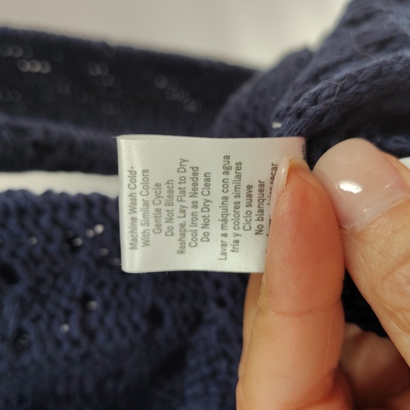 Lascana For Venus Navy Sweater Size Small Long Sleeve Loose Stitch Cover - Picture 8 of 8